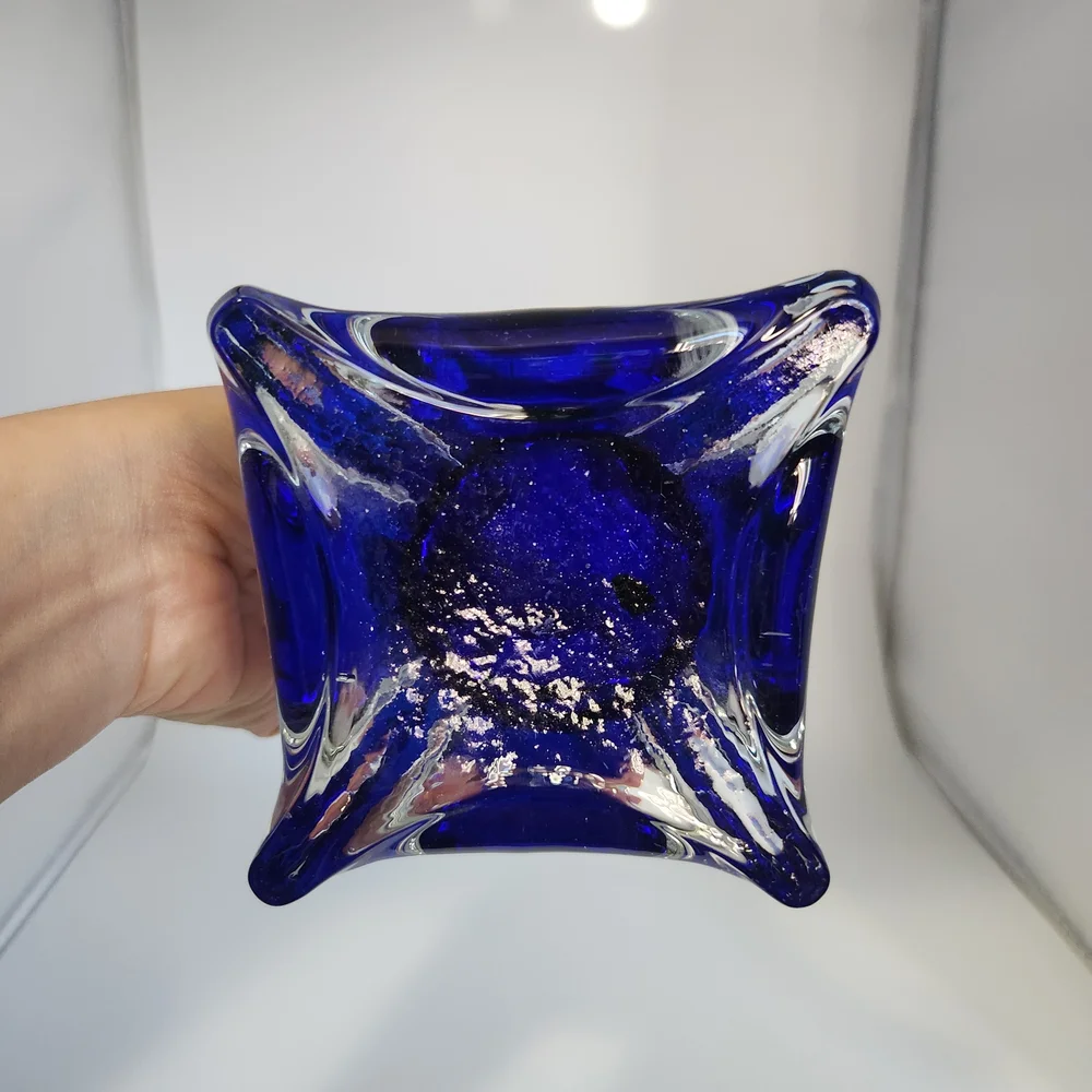 Vintage Cobalt Blue Eiffle Tower Glass Vase